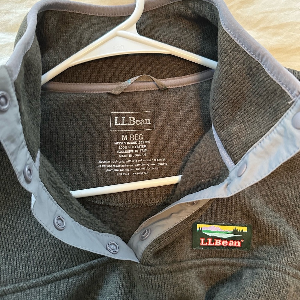 L.L. Bean Olive Green Fleece Pullover - Picture 5 of 5